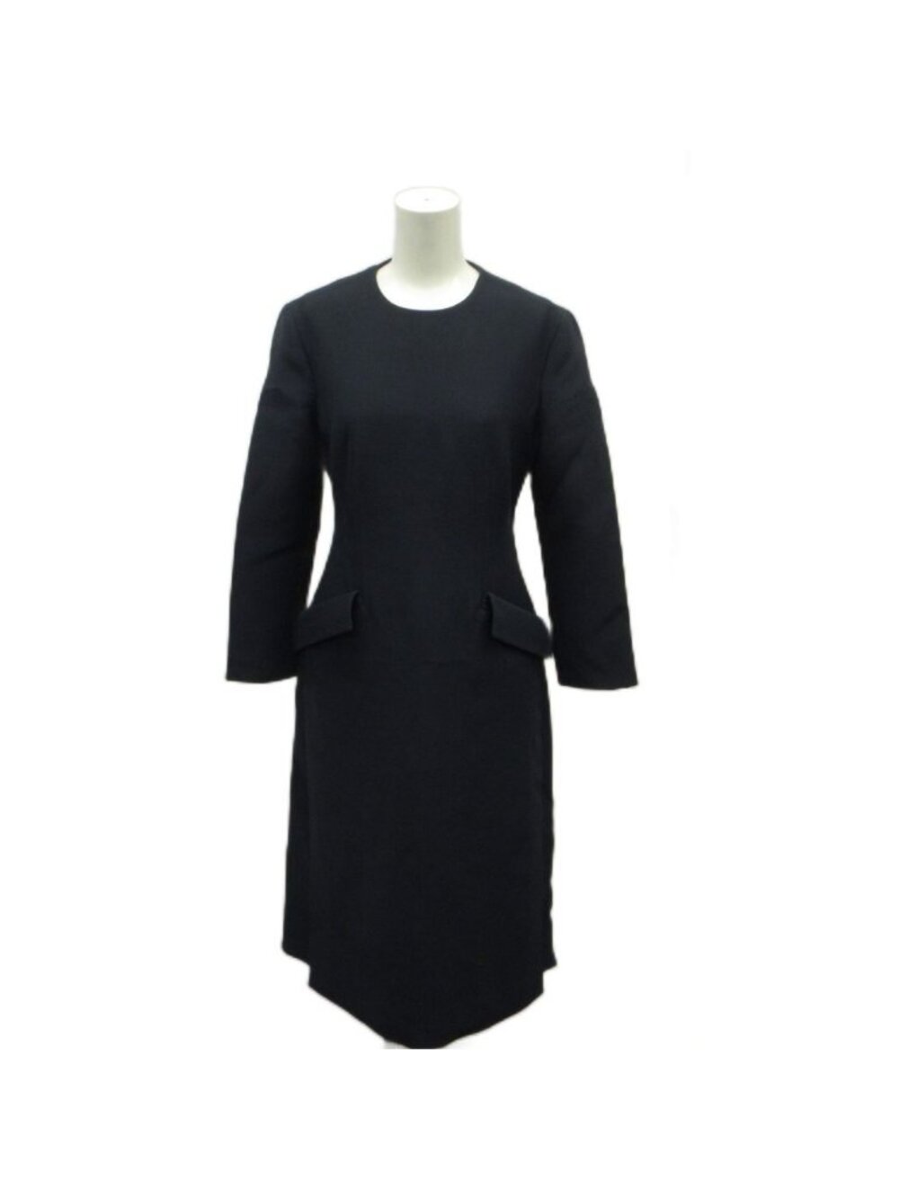 Dior Fit Mini Dress Long Sleeve Mimore Wool Silk Navy Blue 38